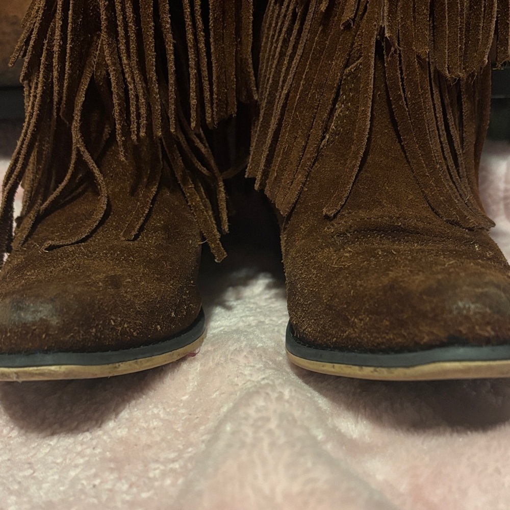 Suede Fringe Ankle Booties - Picture 3 of 10